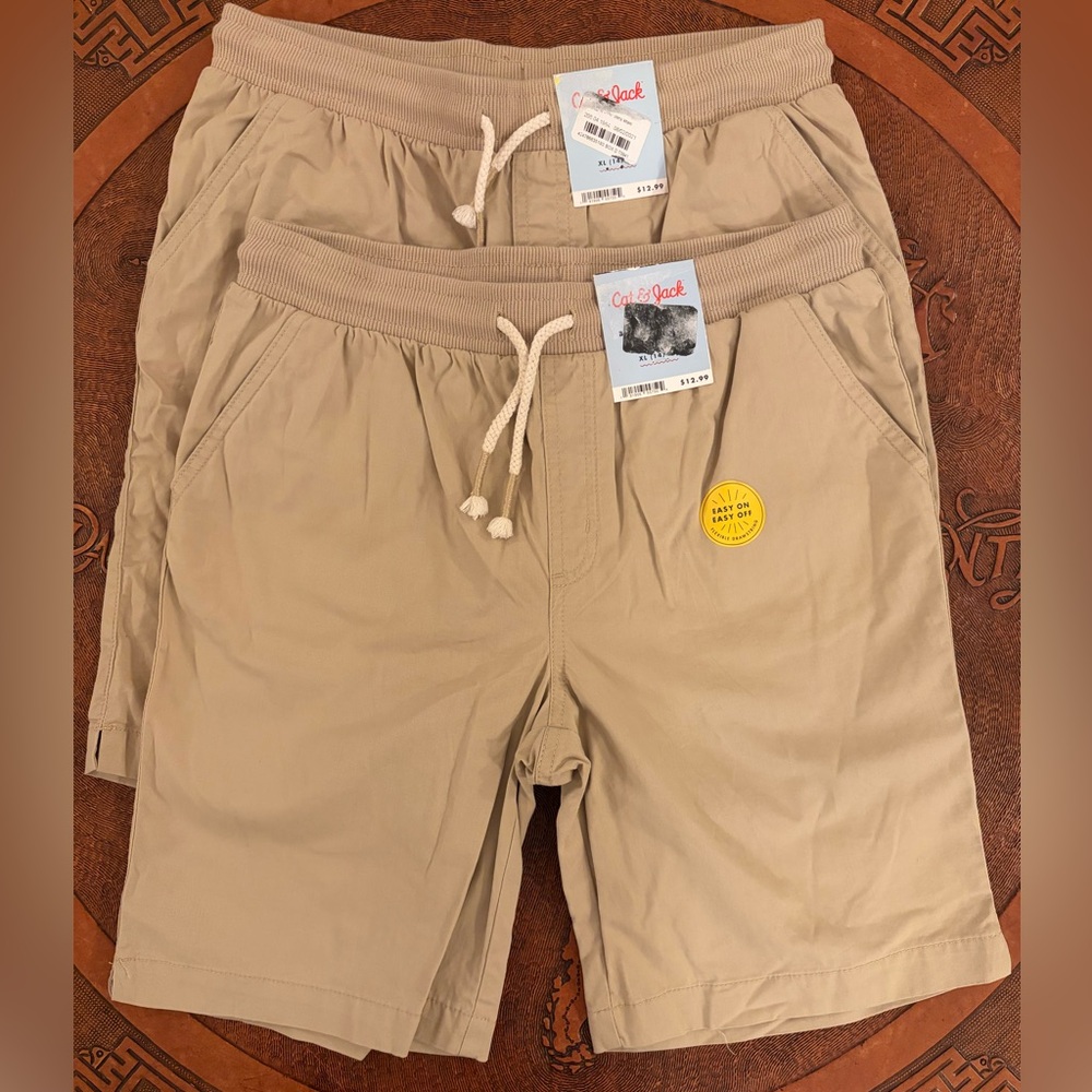 Khaki Girls Shorts 2 Pack by Cat & Jack! Pockets Front & Back! Size XL (14/16).
